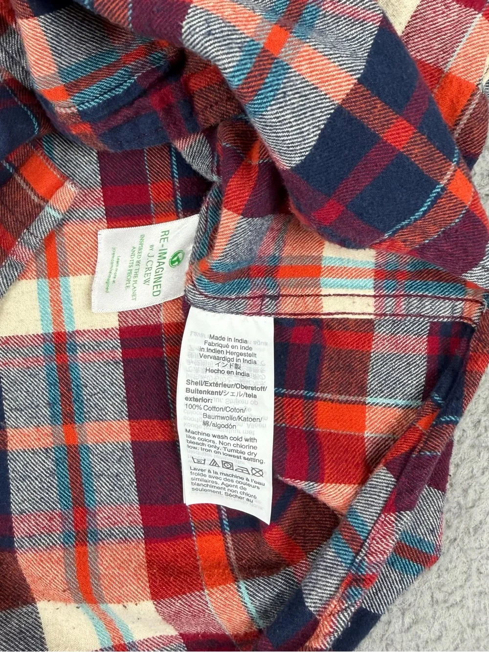 J Crew Flannel Shirt Mens Medium Multicolor Plaid Slim Fit Long Sleeve Preppy